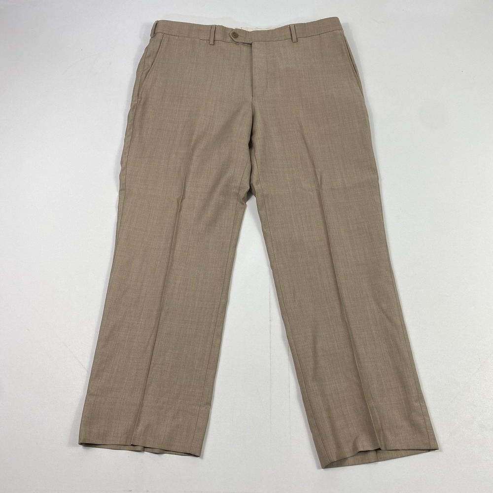 Maus & Hoffman Pants Mens 36x30 Tan Wool S130s Made in Canada Dress Trousers
